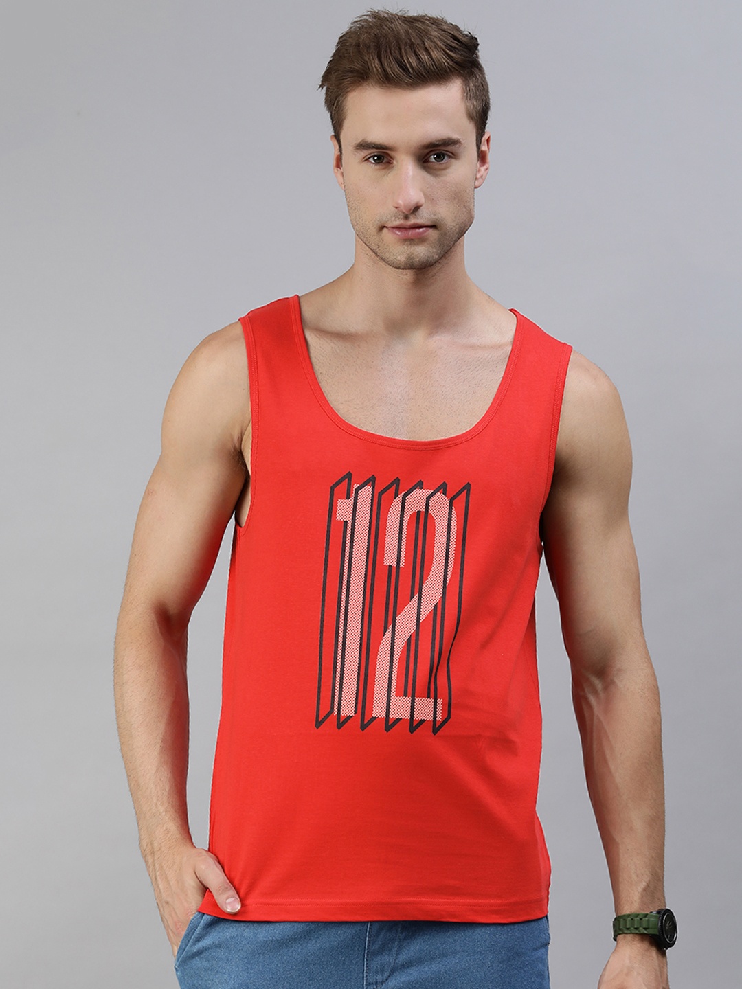 

Huetrap Men Red Typography Printed Pure Cotton T-shirt