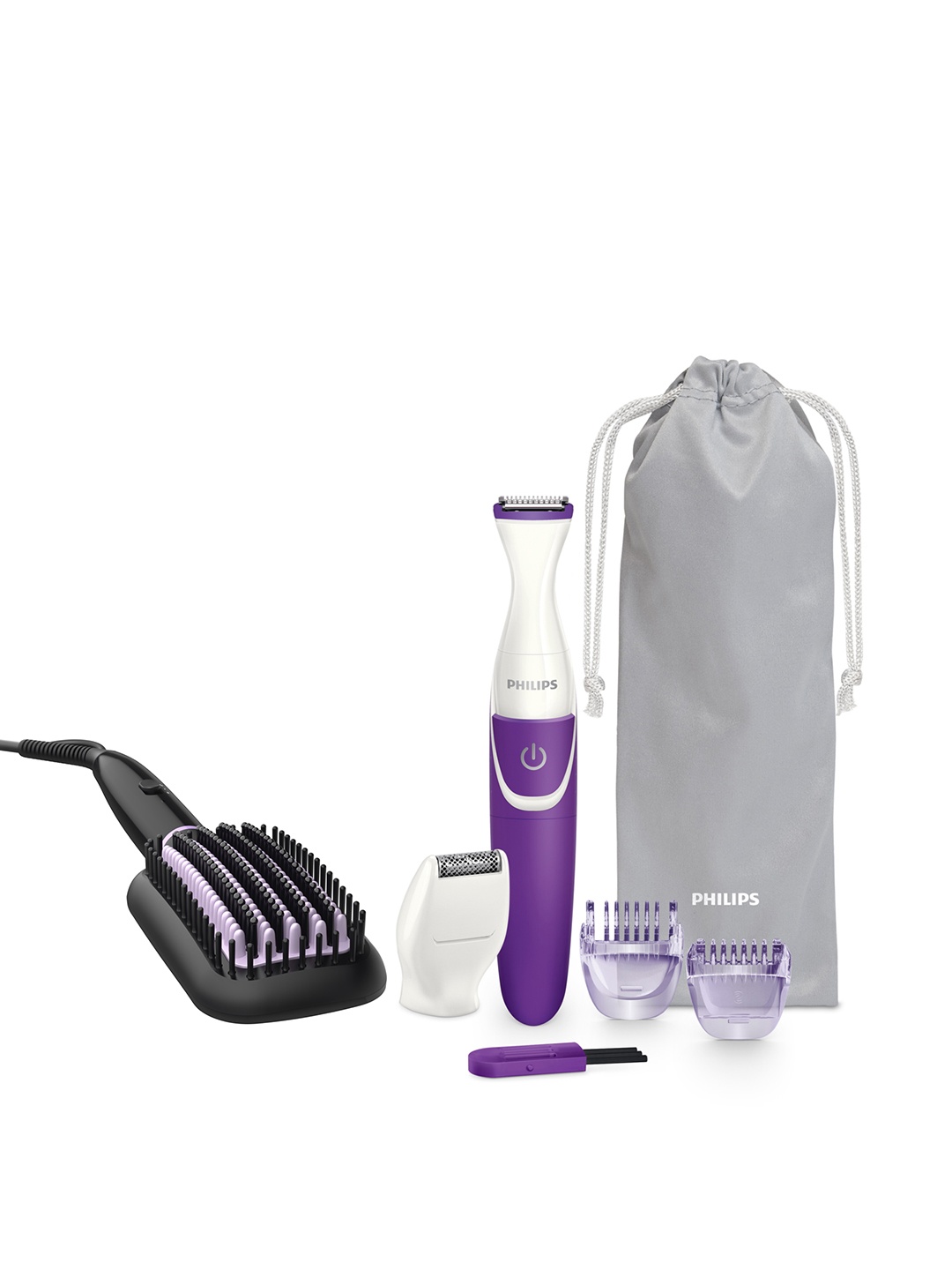 

Philips Women Set of BRT383/15 Bikini Trimmer & BHH880/10 Straightening Brush, Black