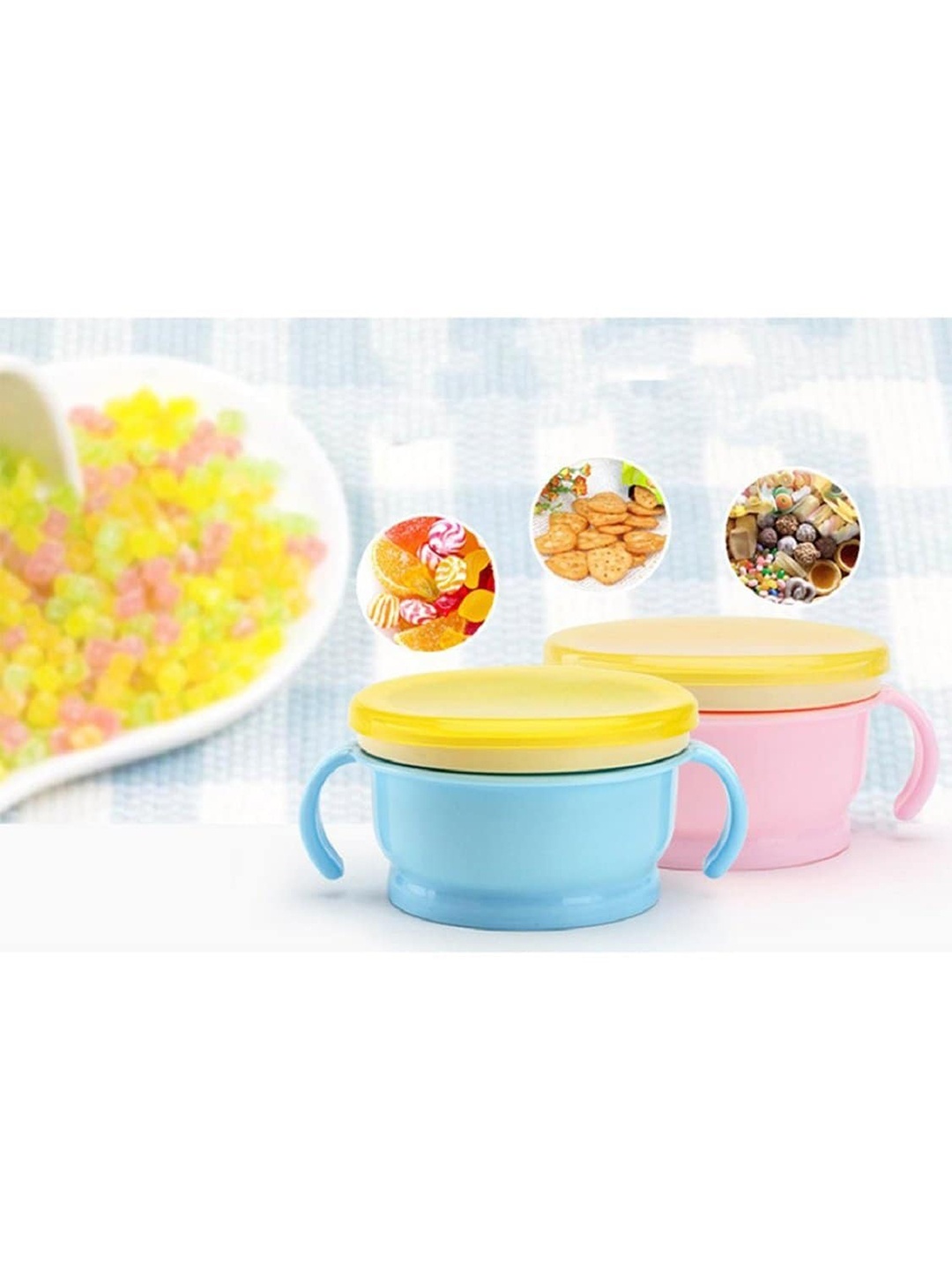 

SYGA Blue & Yellow Baby Feeding Bowl With Lid