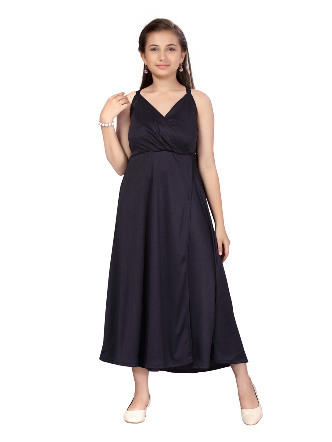 

Aarika Girls Navy Blue Georgette Maxi Dress