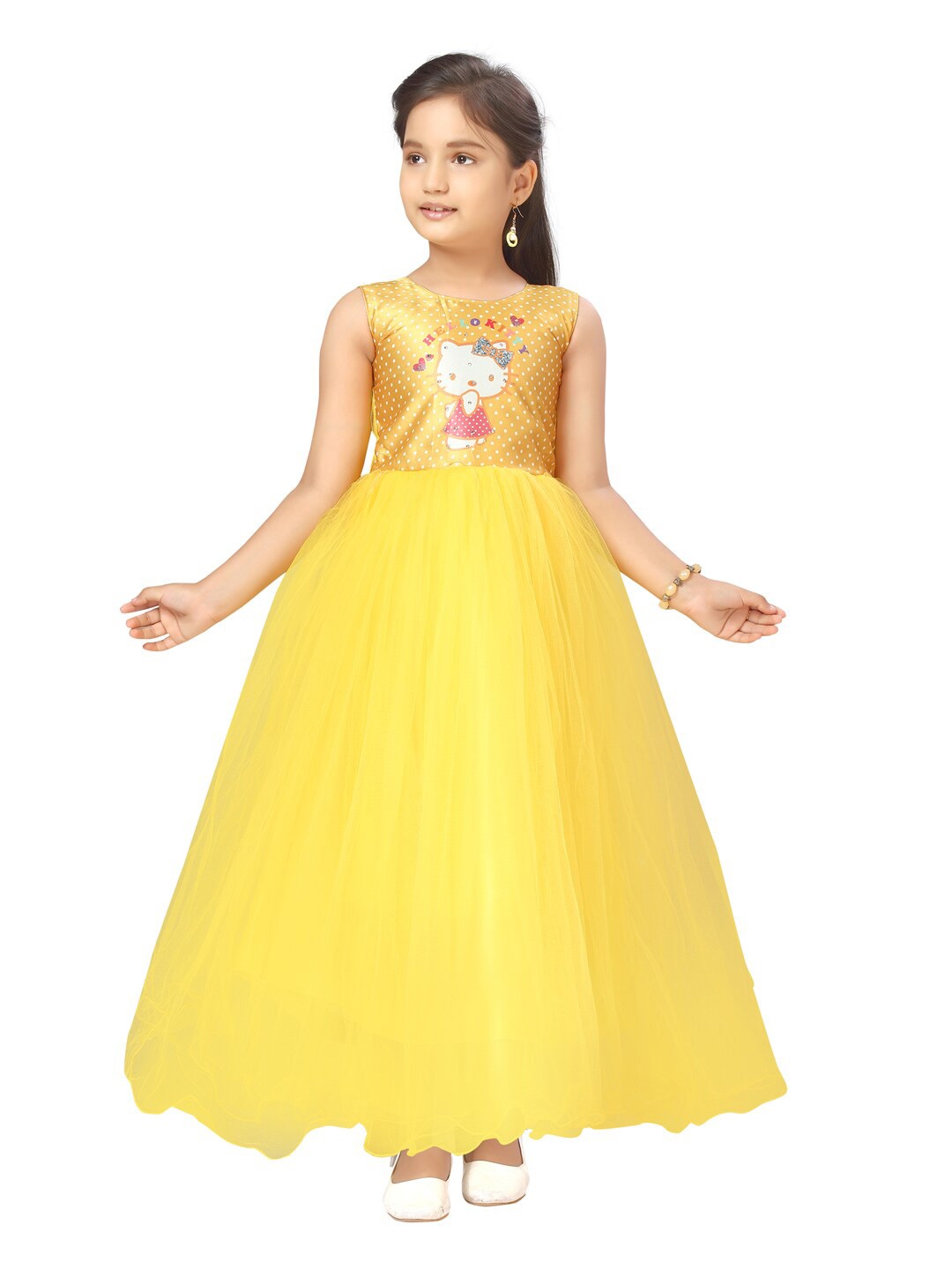 

Aarika Yellow Net Maxi Dress