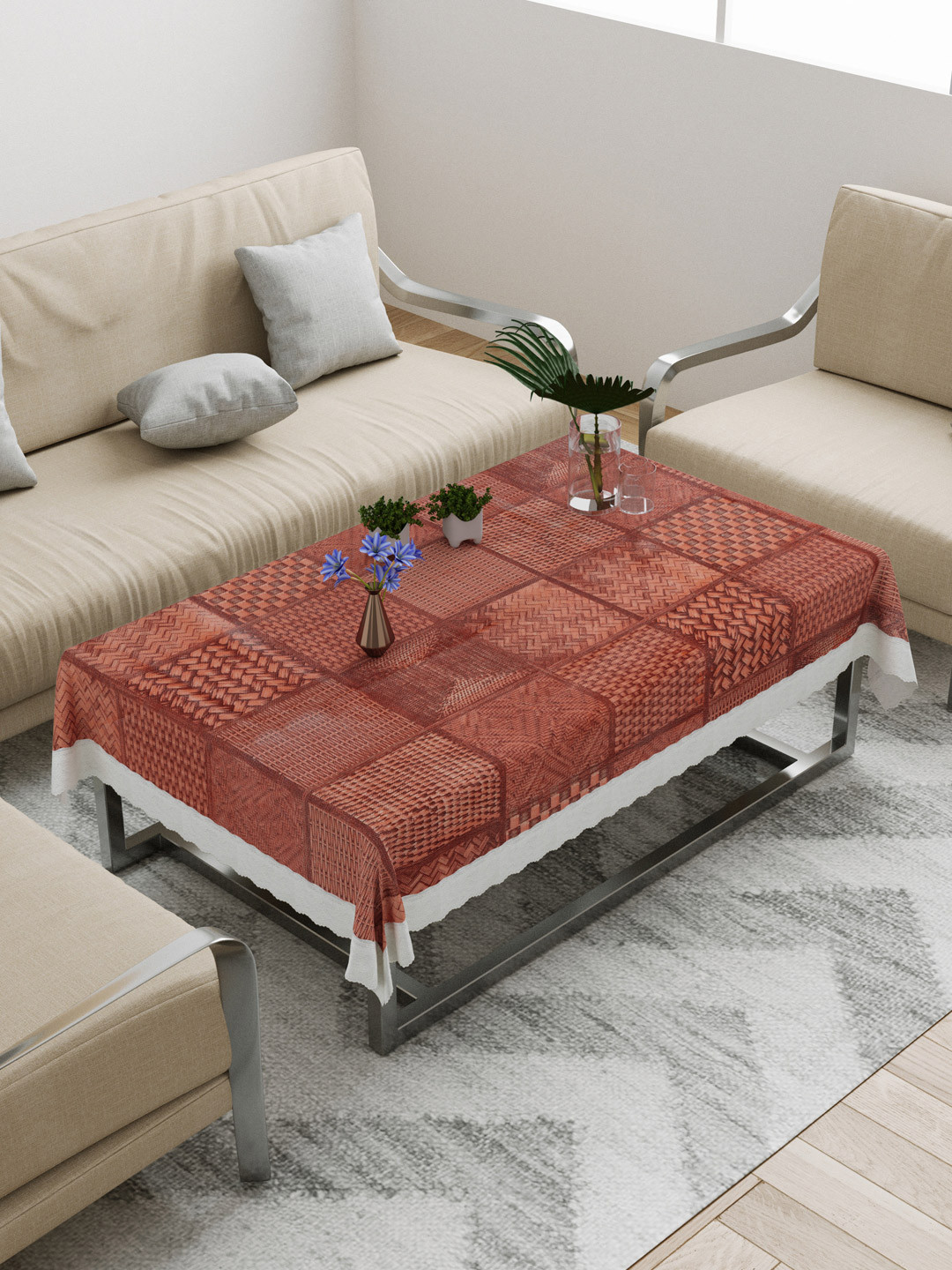 

DREAM WEAVERZ Brown Wooden Jute Finish Center Table Covers