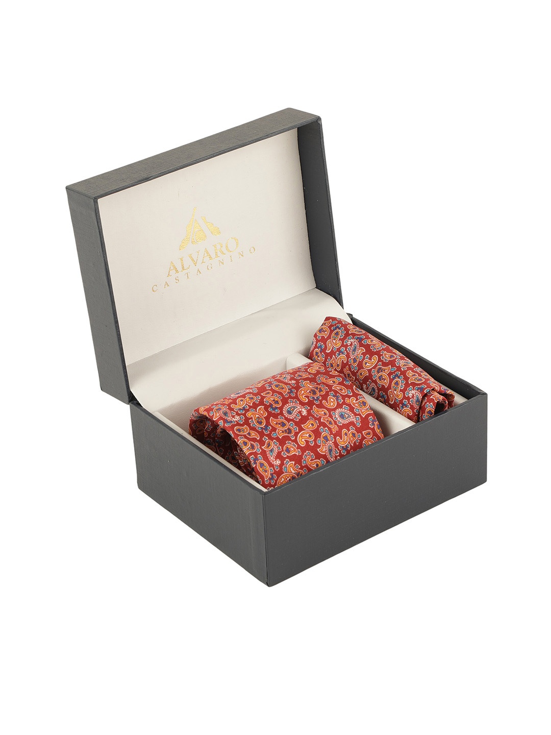 

Alvaro Castagnino Men Red Paisley Printed Accessory Gift Set