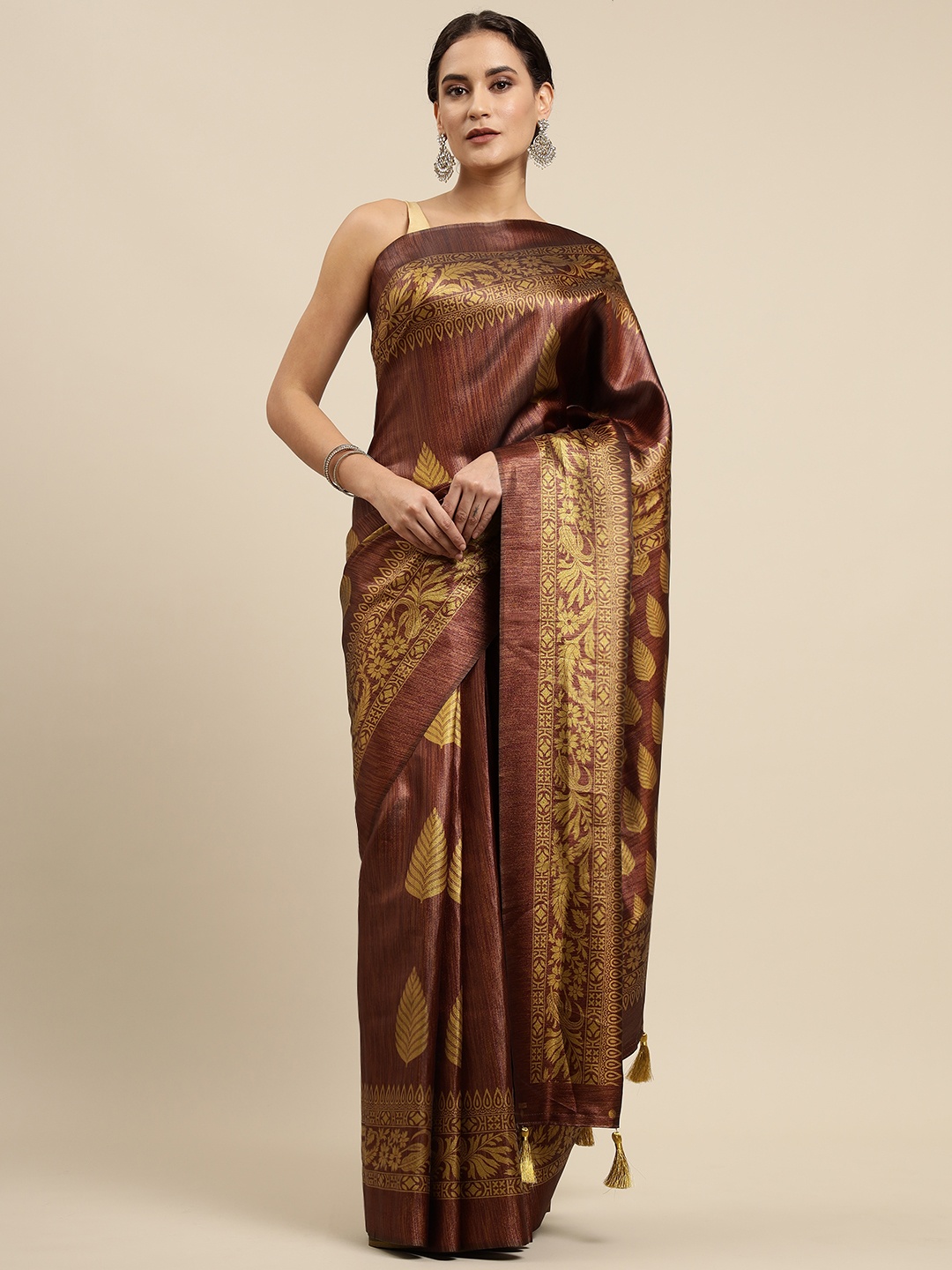 

CliqSilk Maroon Printed Kanjeevaram Saree