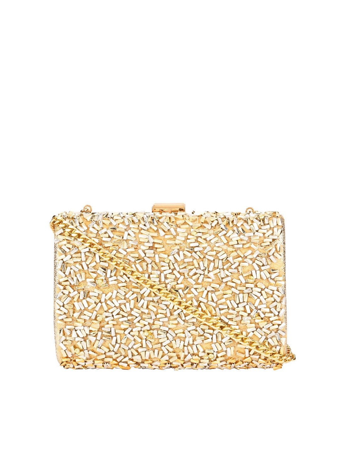 

Vdesi Women Gold-Toned Embellished Box Clutch