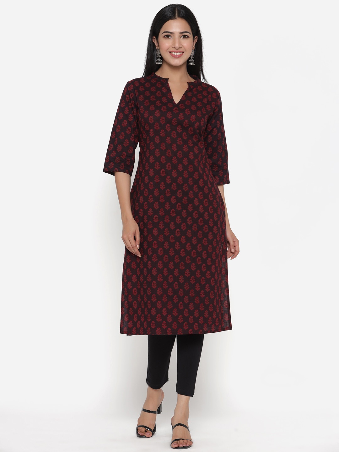 

PINKVILLE JAIPUR Women Black Ethnic Motifs Kurta