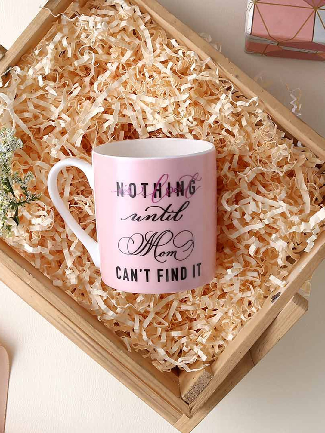 

Wonderchef Pink & Black Text Printed Sicilia Fine Bone China Glossy Mug
