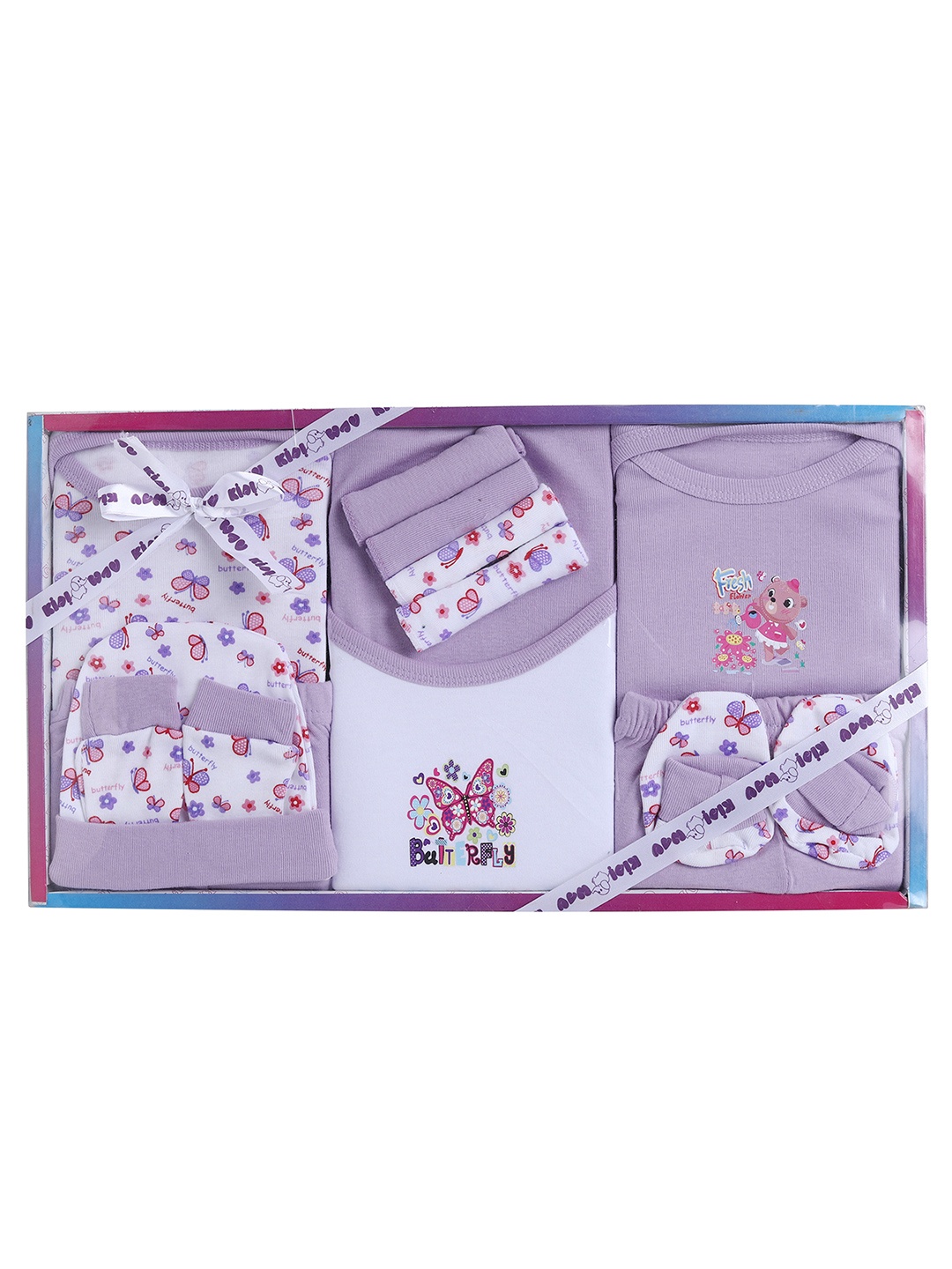 

EIO Unisex Kids Purple Pure Cotton Baby Apparel Gift Set