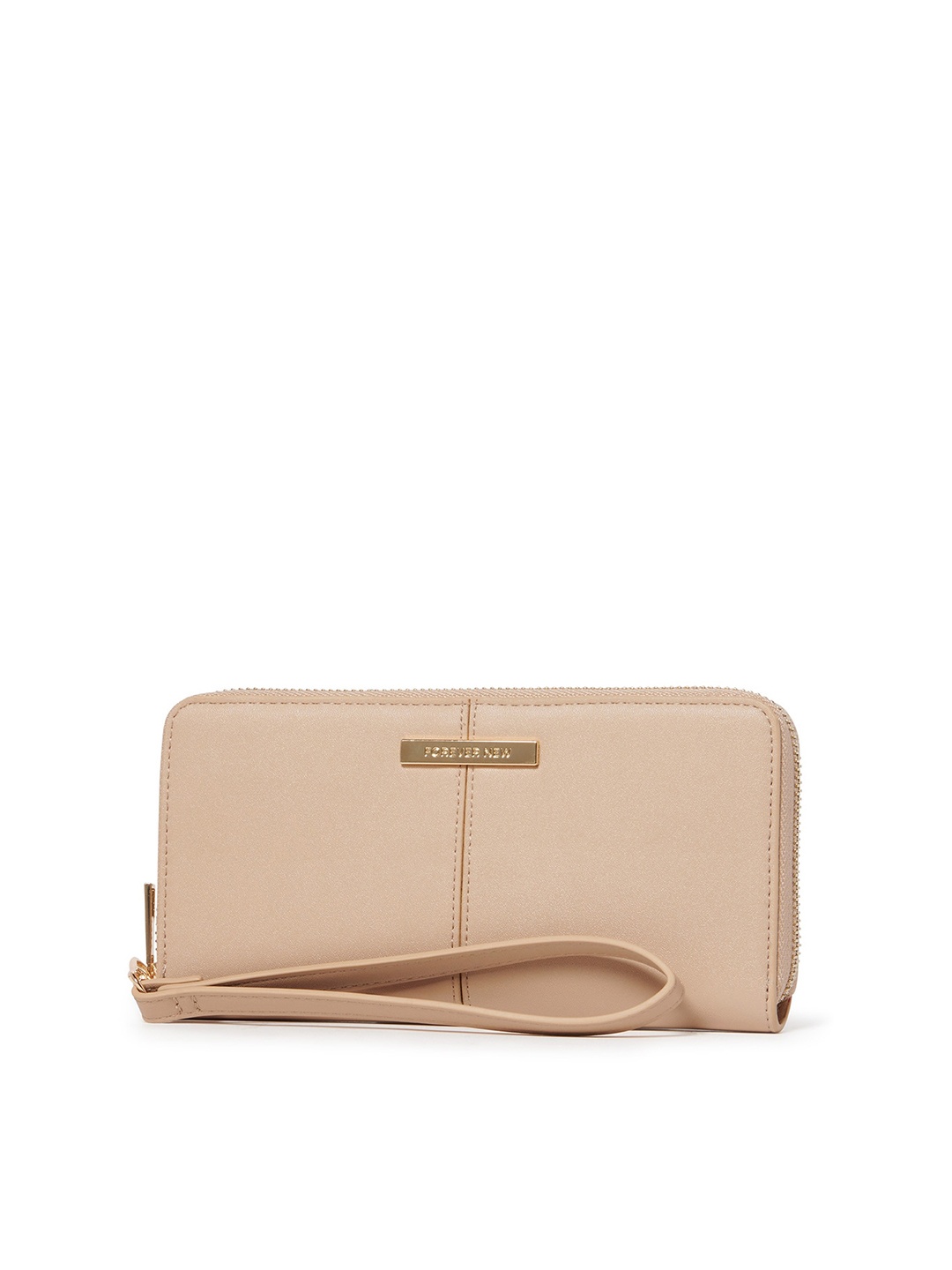 

Forever New Women Cream-Coloured PU Zip Around Wallet