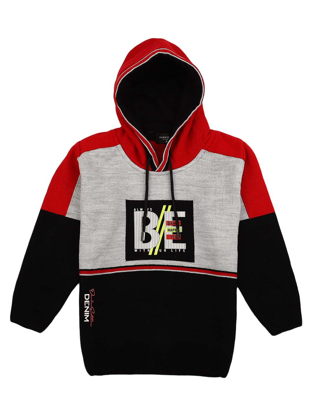 

V-Mart Boys Black Printed Hooded Sweatshirt