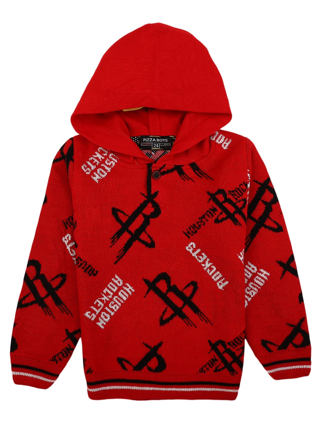 

V-Mart Boys Red Printed Hooded Sweatshirt