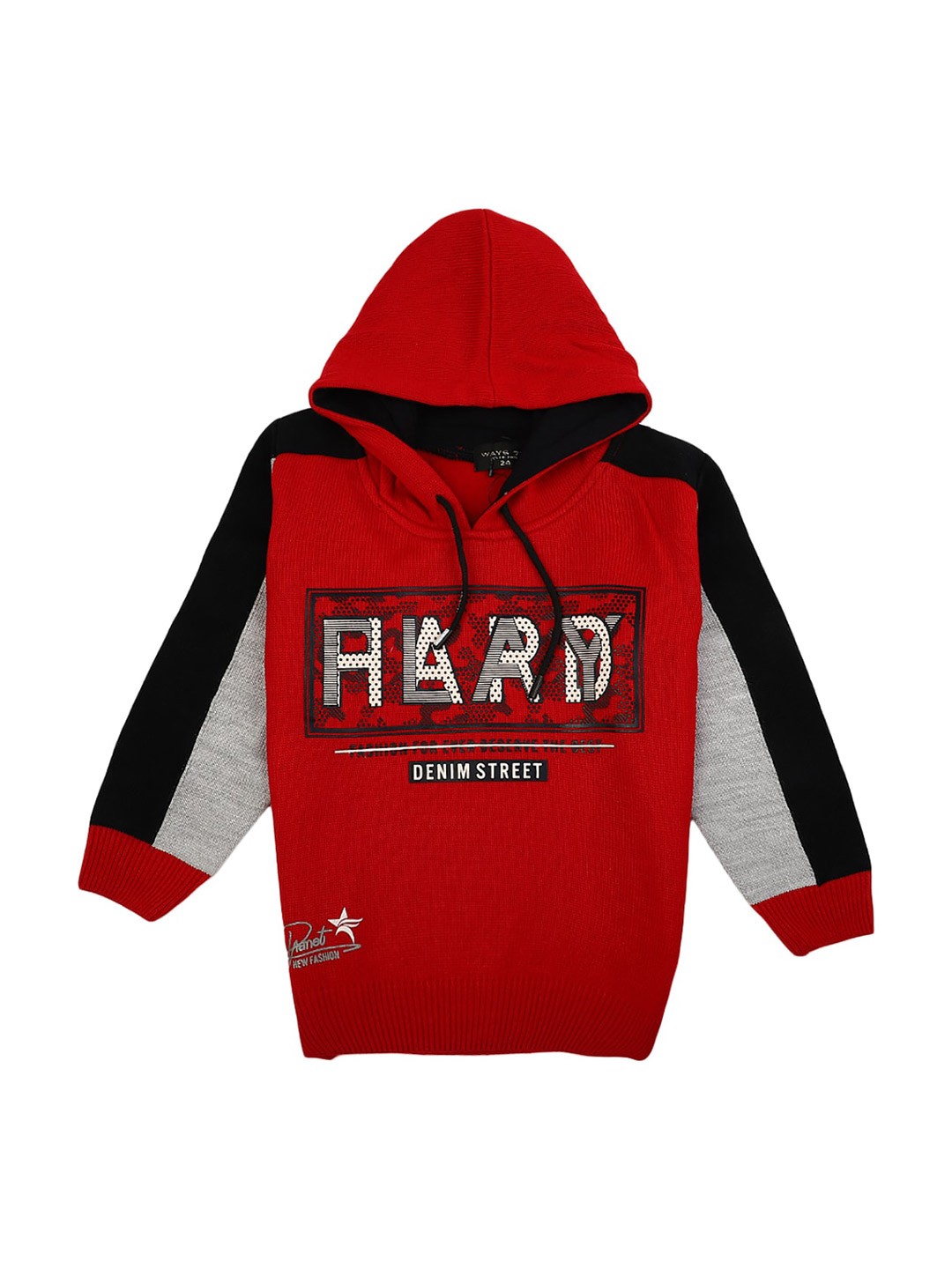 

V-Mart Boys Red Printed Hooded Sweatshirt