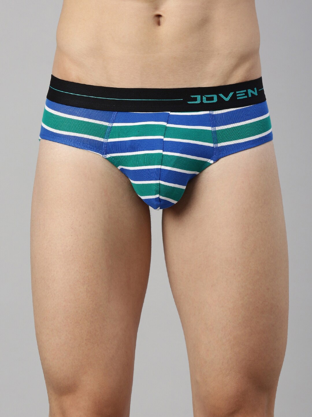 

Joven Men Green & Blue Striped Basic Briefs