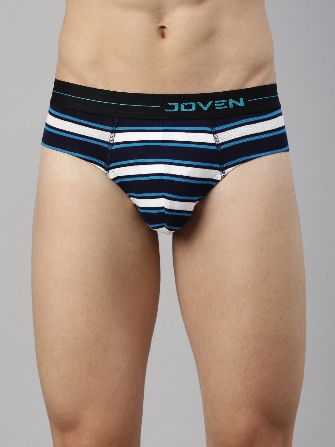 

Joven Men Navy Blue & White Striped Cotton Briefs BYD05