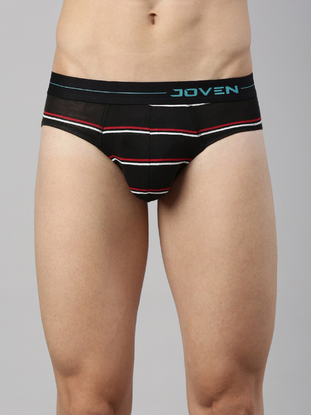 

Joven Men Black & Red Striped Cotton Basic Briefs BYD06