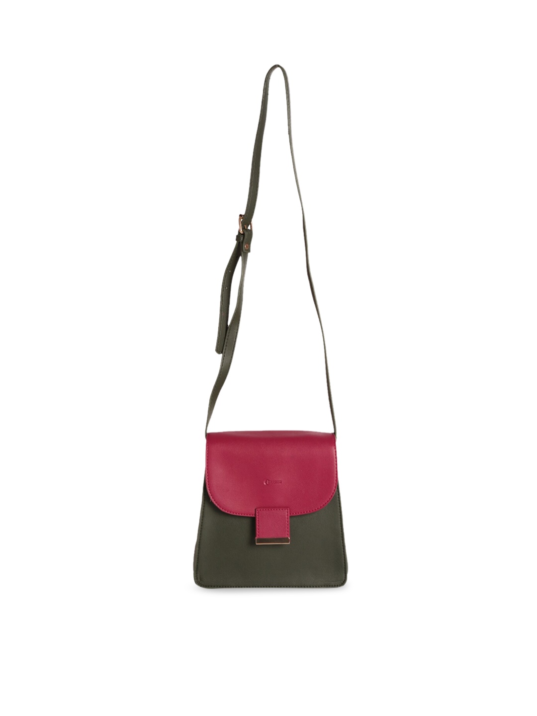 

RASHKI Green Colourblocked PU Structured Sling Bag