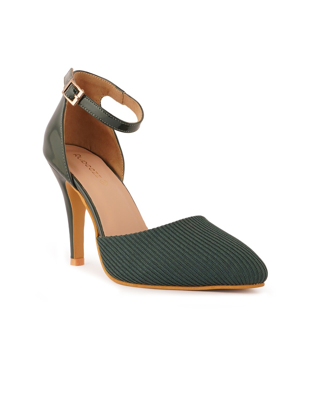 

Rubeezz Green Textured Peep Toes with Buckles