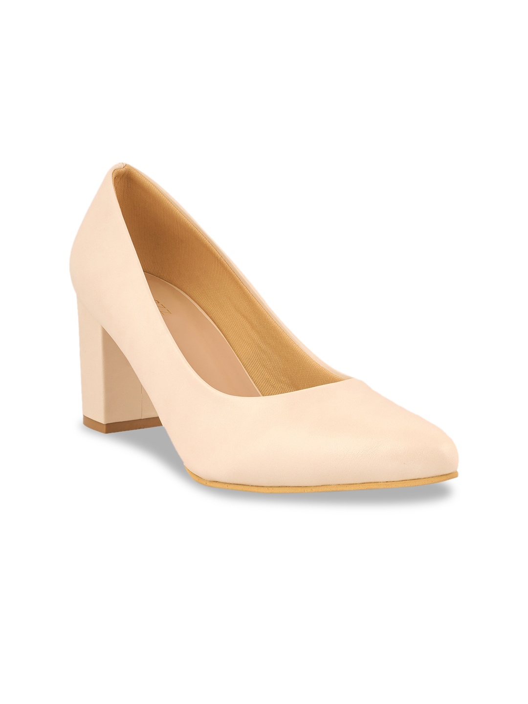 

Rubeezz Cream-Coloured Block Pumps