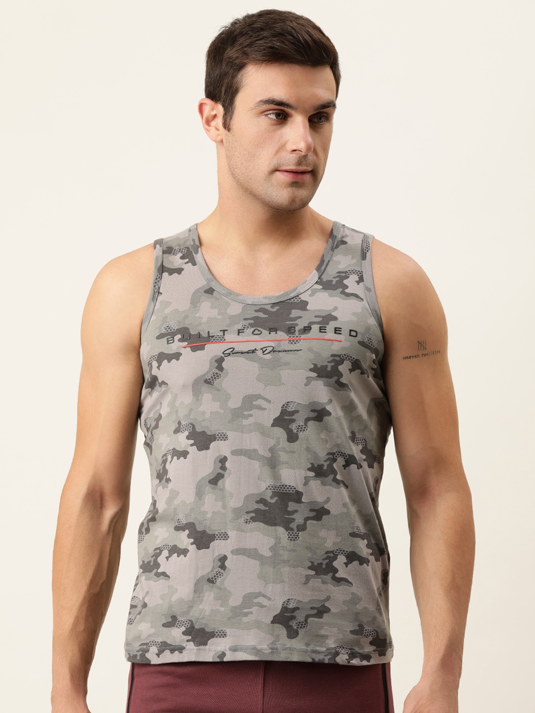 

Sweet Dreams Men Grey Abstract Print Casual Lounge Tshirts
