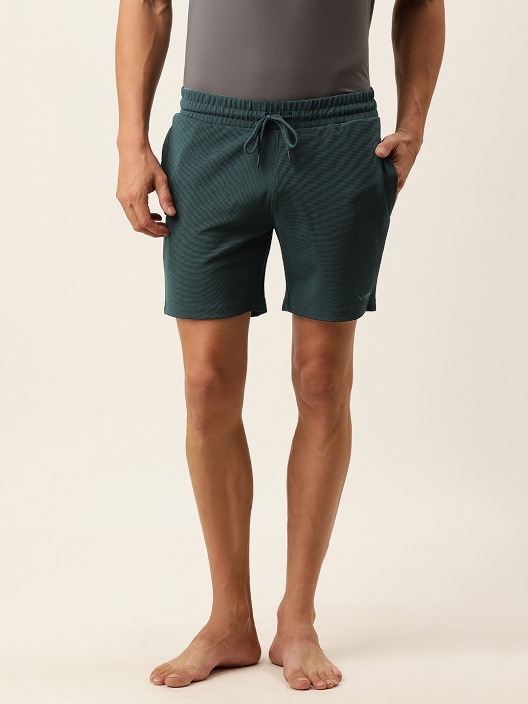 

Sweet Dreams Men Teal Blue Solid Mid Rise Above Knee Casual Lounge Shorts