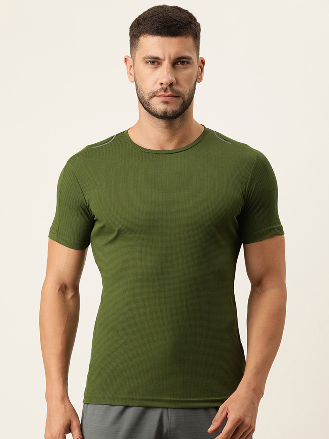 

Sweet Dreams Men Olive Green Self-Design Lounge T-shirt