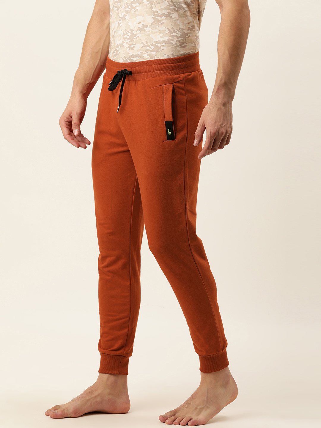 

Sweet Dreams Men Rust Orange Solid Jogger Lounge Pants