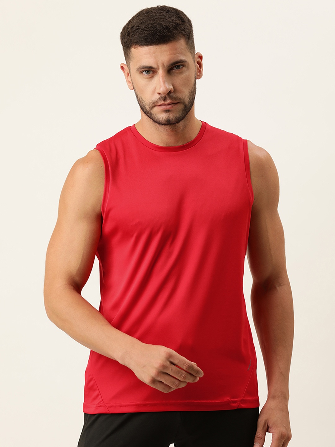 

Sweet Dreams Men Red Solid Sleeveless Lounge T-shirt