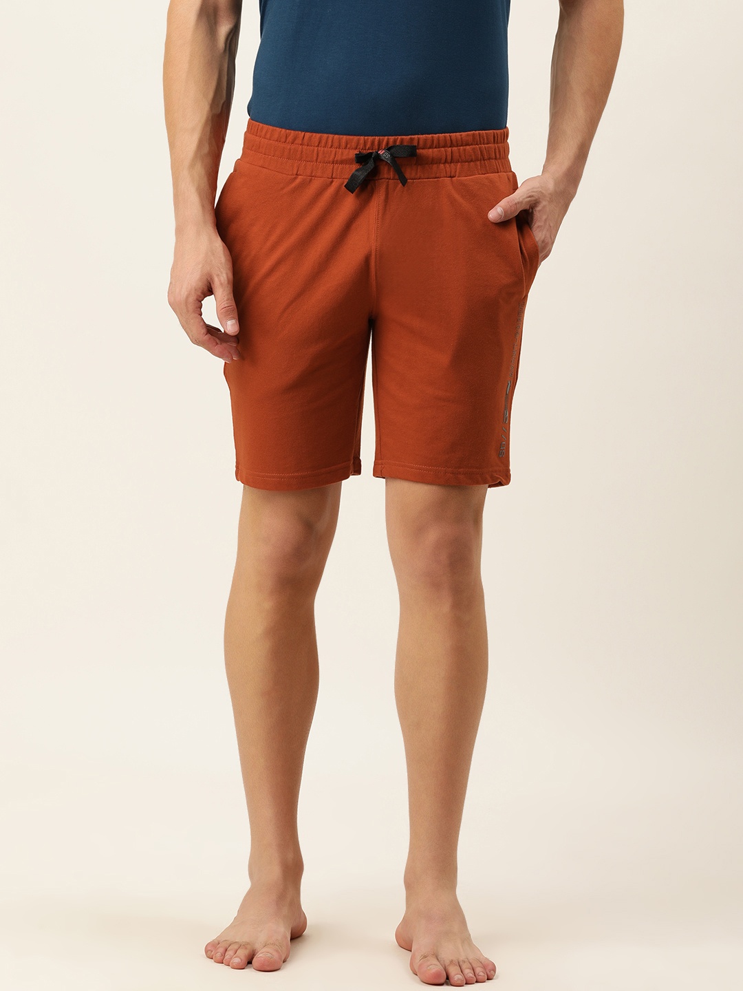 

Sweet Dreams Men Rust Brown Solid Lounge Shorts
