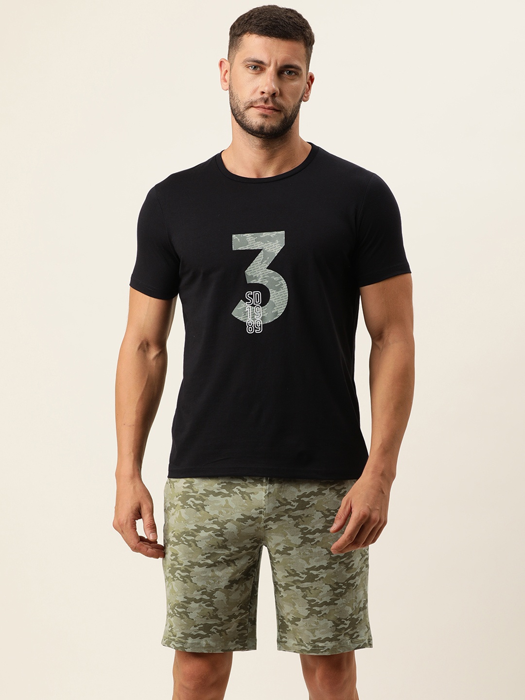 

Sweet Dreams Men Black & Green Printed Casual Night suit