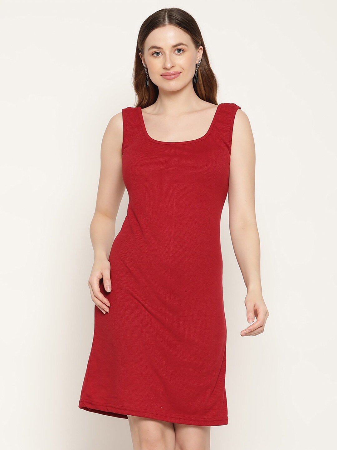 

Miaz Lifestyle Red Scuba A-Line Dress