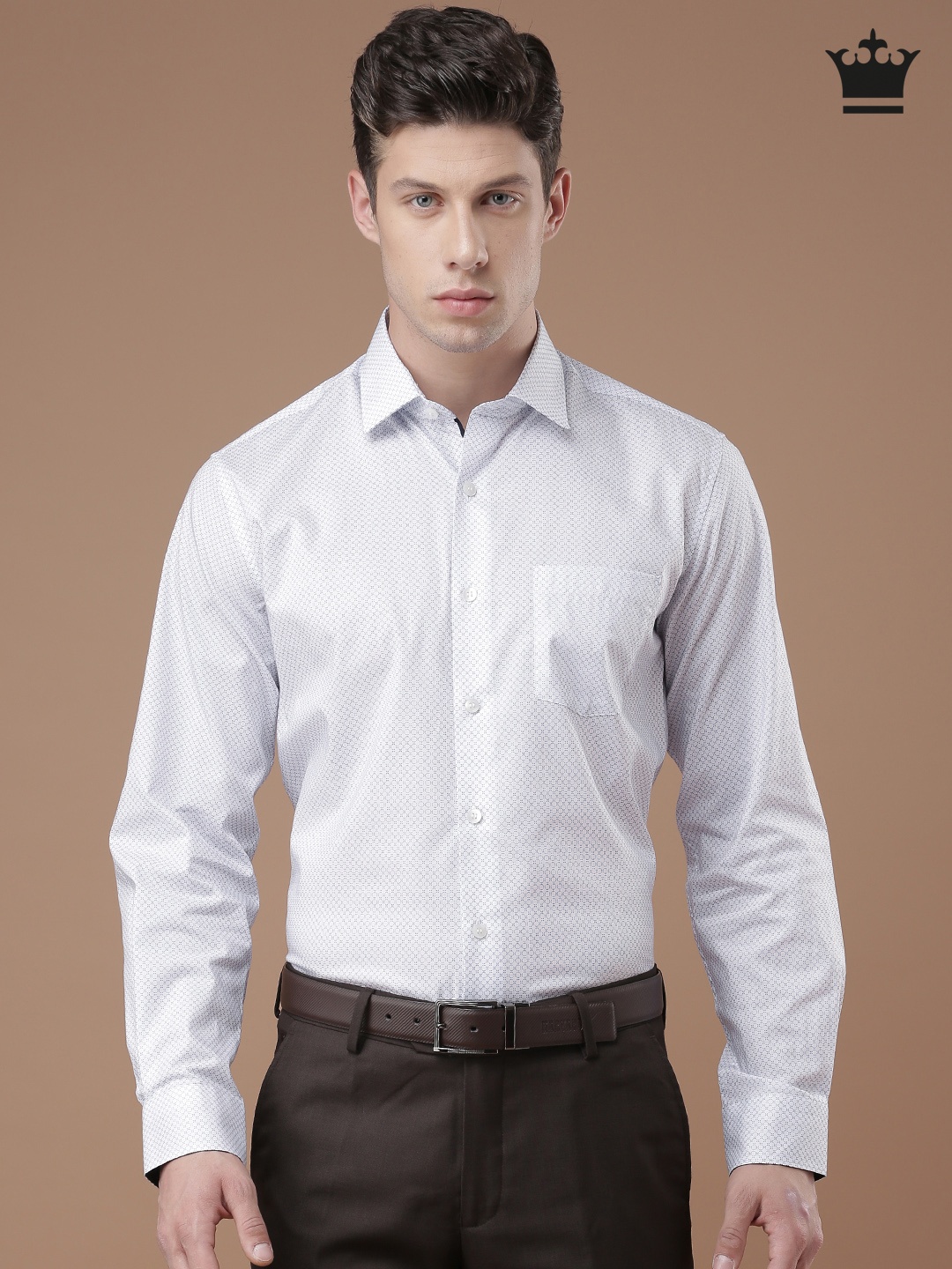 

Louis Philippe Men White & Blue Printed Formal Shirt