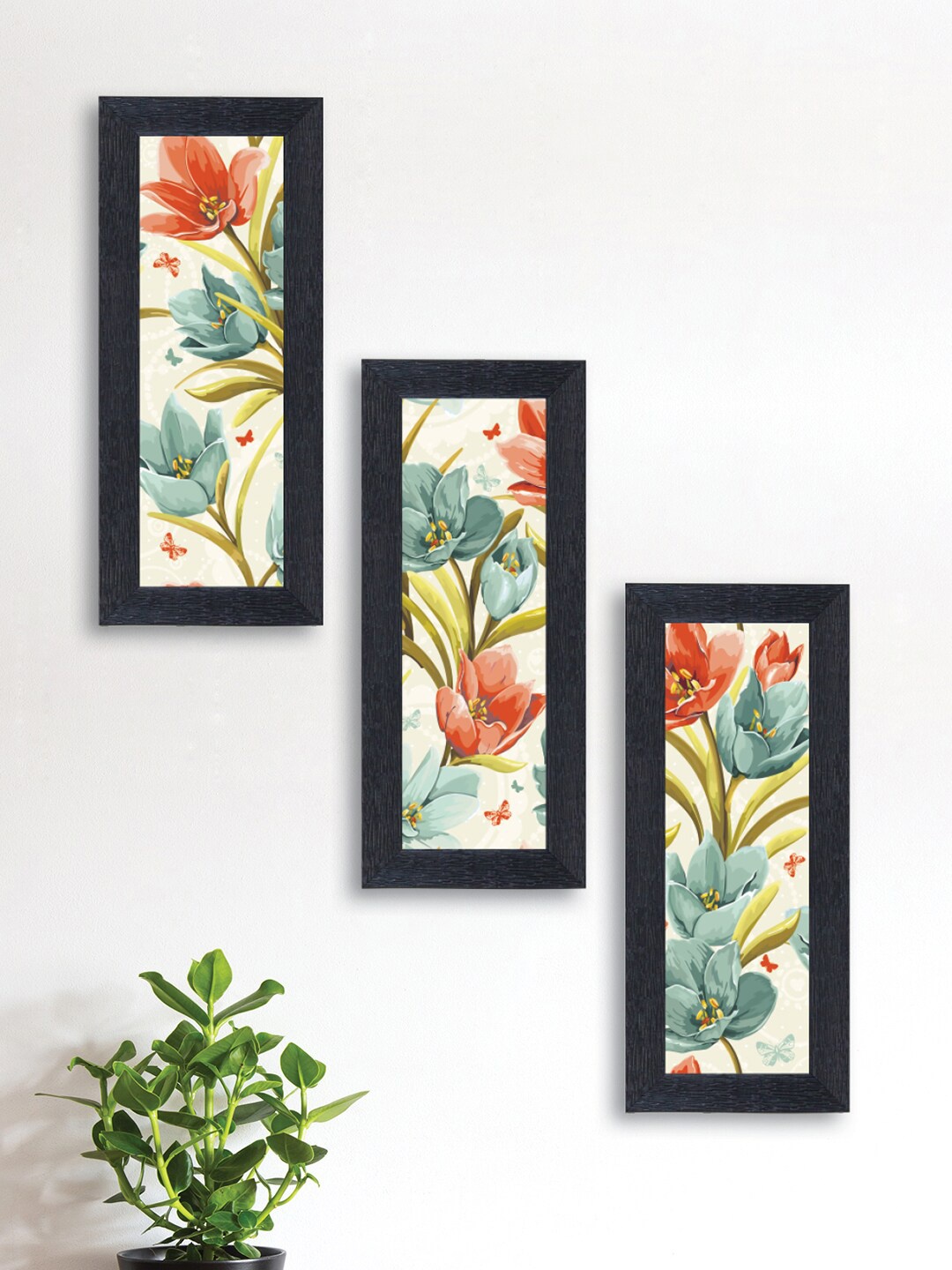

nest ART Set of 3 Multi-Colored Floral Printed Synthetic Wood Wall Art