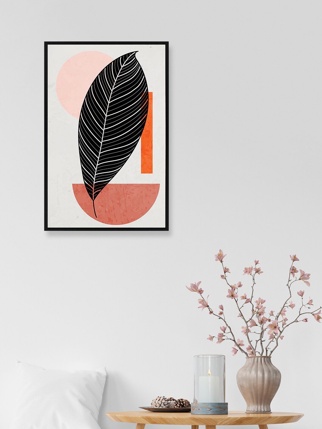 

nest ART White & Black Dark Leaf Painted Framed Wall Art