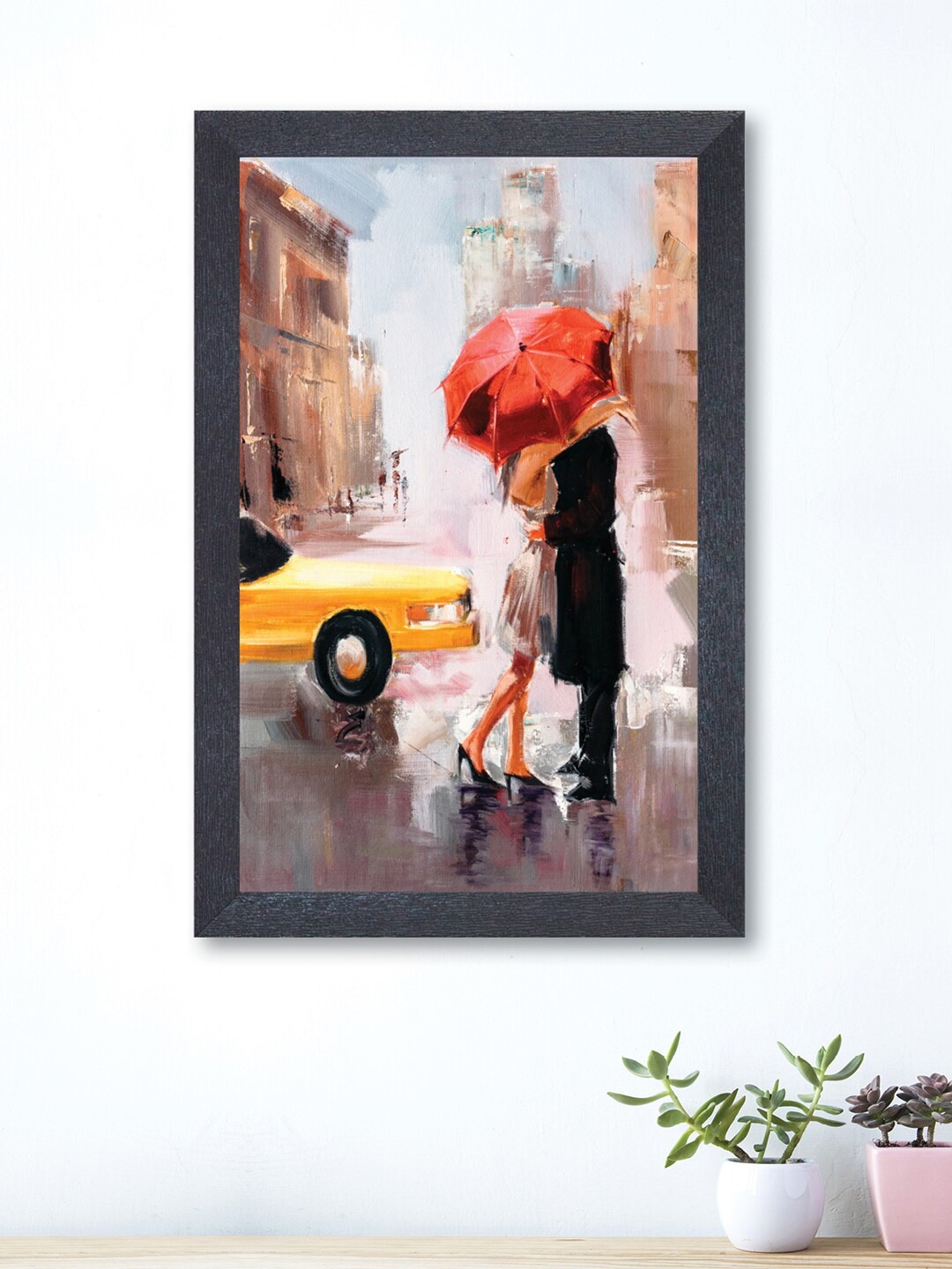 

nest ART Brown & Yellow Watercolor Romance Couple Framed Synthetic Wood Wall Art