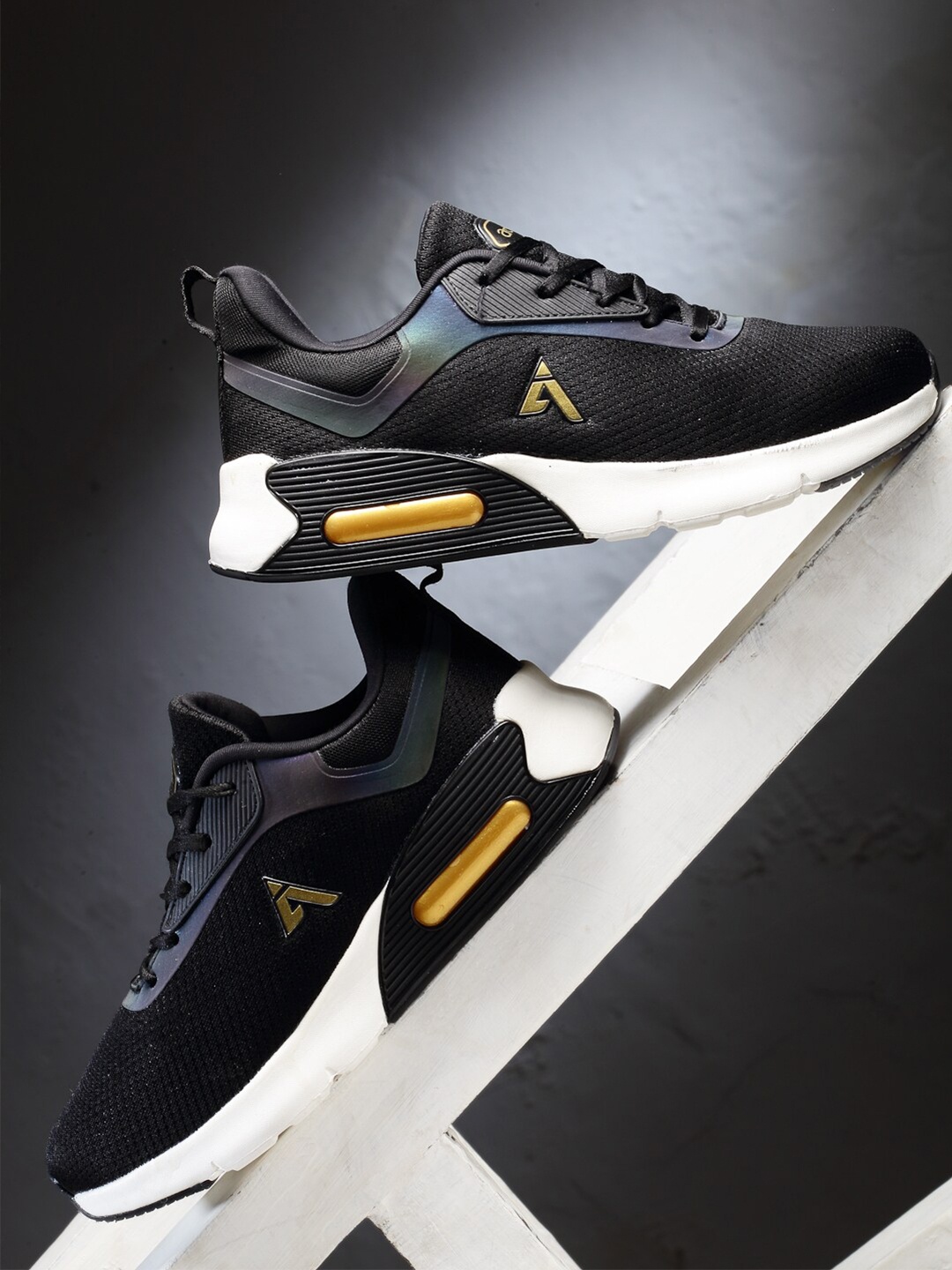

Action Men Gold-Toned Mesh Running Non-Marking Sports Shoes