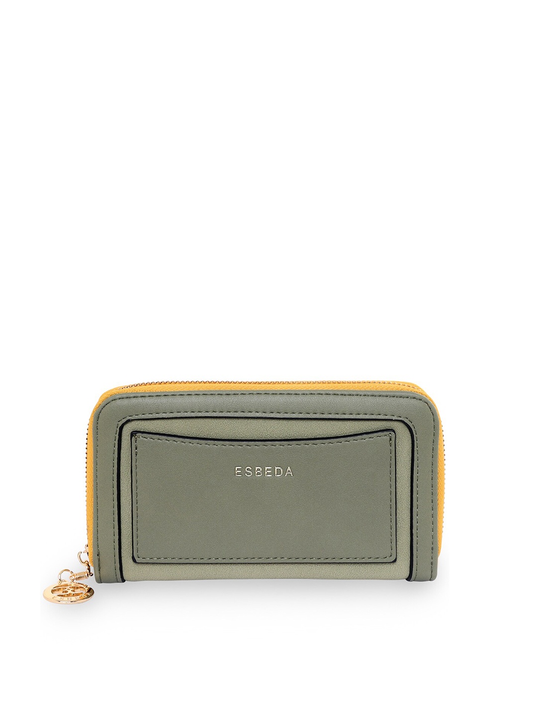 

ESBEDA Women Olive Green Suede Zip Around Wallet