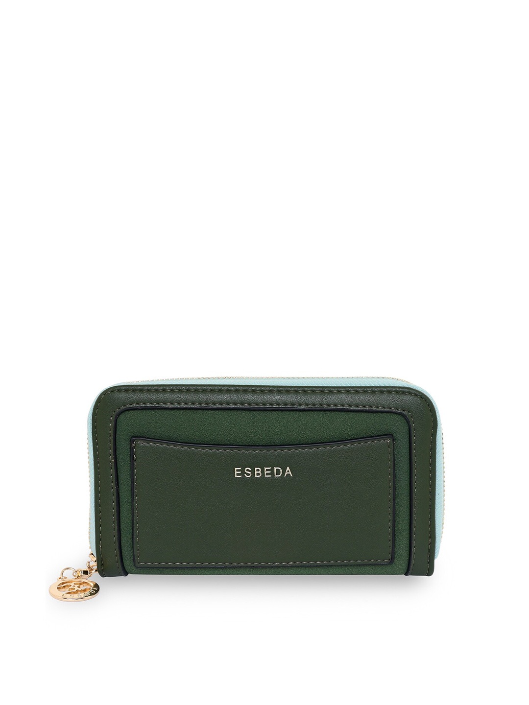 

ESBEDA Women Green Suede Zip Around Wallet