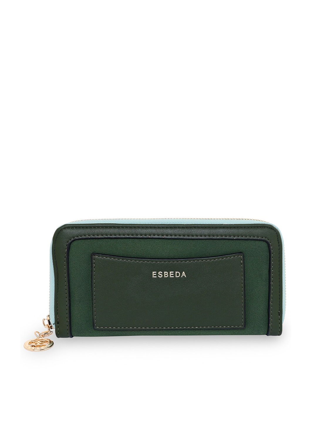 

ESBEDA Women Green Suede Zip Around Wallet