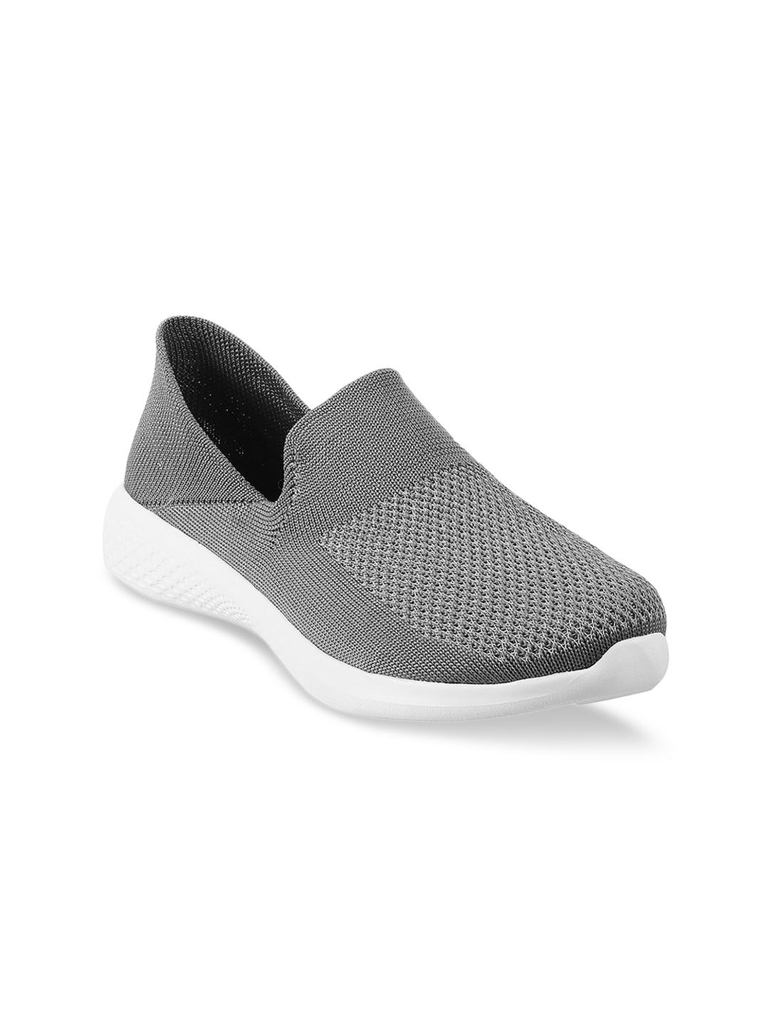 

Metro Women Grey Woven Design Slip-On Sneakers
