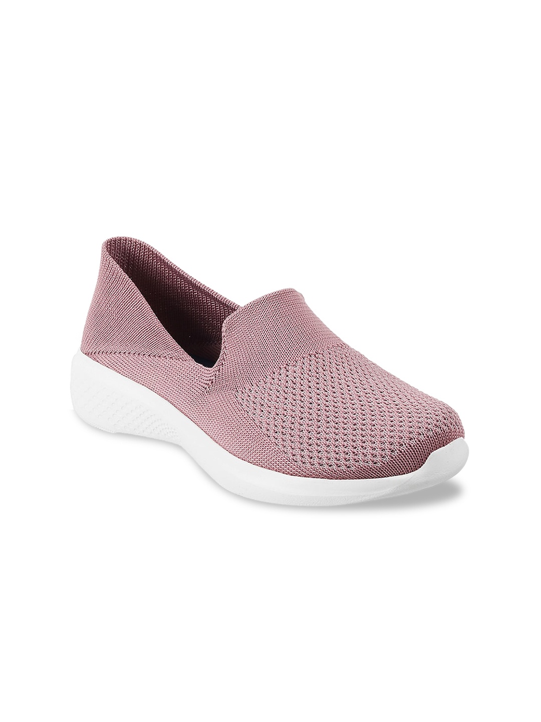 

Metro Women Peach-Coloured Woven Design Slip-On Sneakers