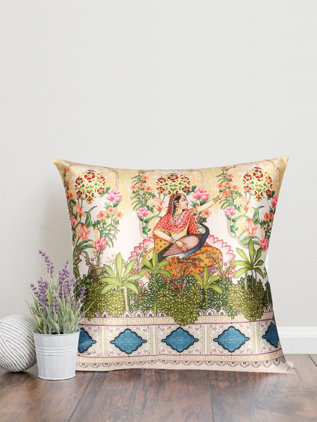 

Sivya Multicoloured Mughal 2.o Ethnic Motifs Square Cushion Cover, Multi