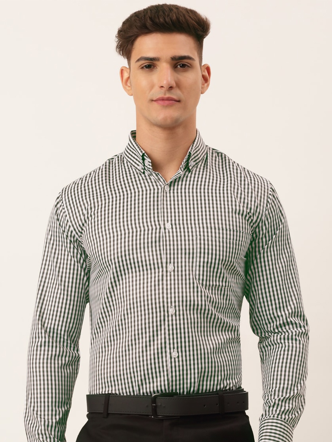 

JAINISH Men Black Standard Micro Checks Formal Shirt