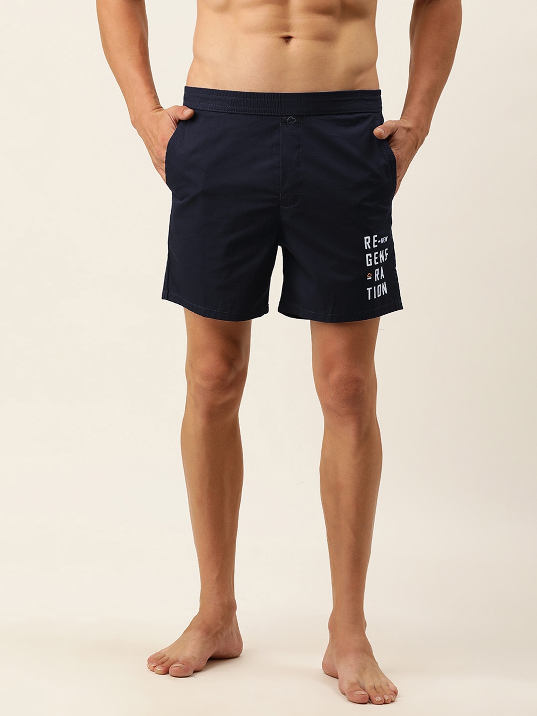 

Sweet Dreams Men Navy Blue & White Printed Pure Cotton Boxers