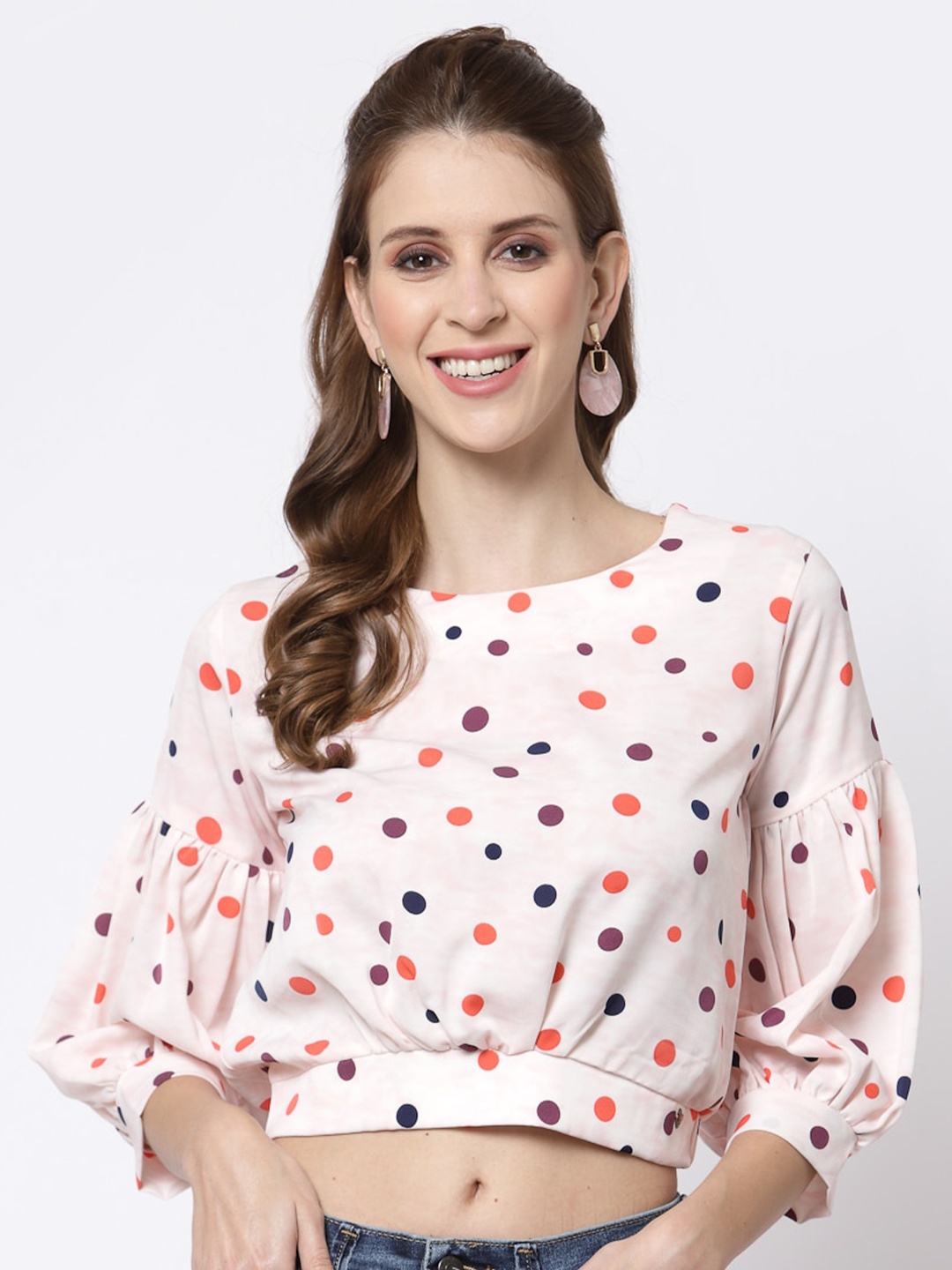 

Juelle Pink Printed Crop Top