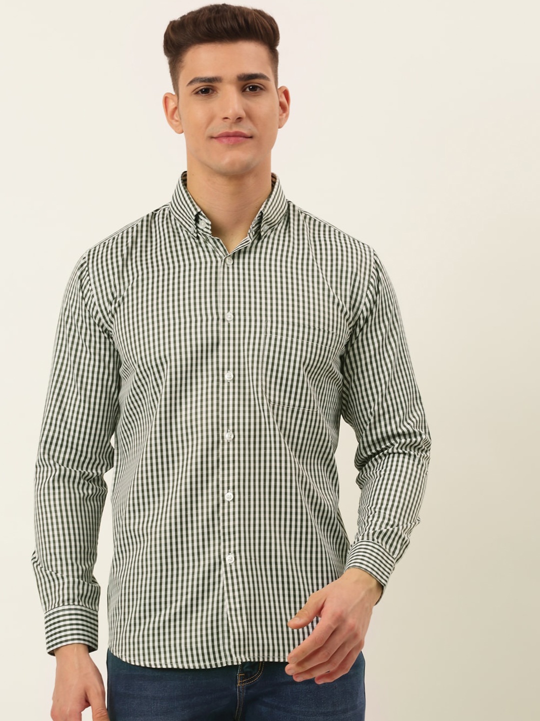 

JAINISH Men Black Standard Regular Fit Micro Checks Checked Cotton Casual Shirt