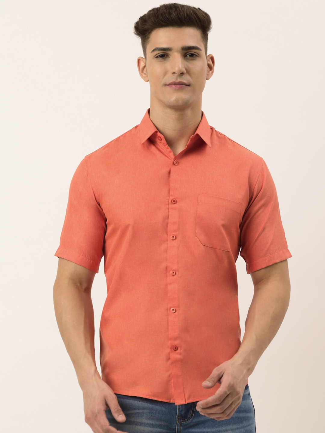 

JAINISH Men Peach-Coloured Standard Casual Shirt