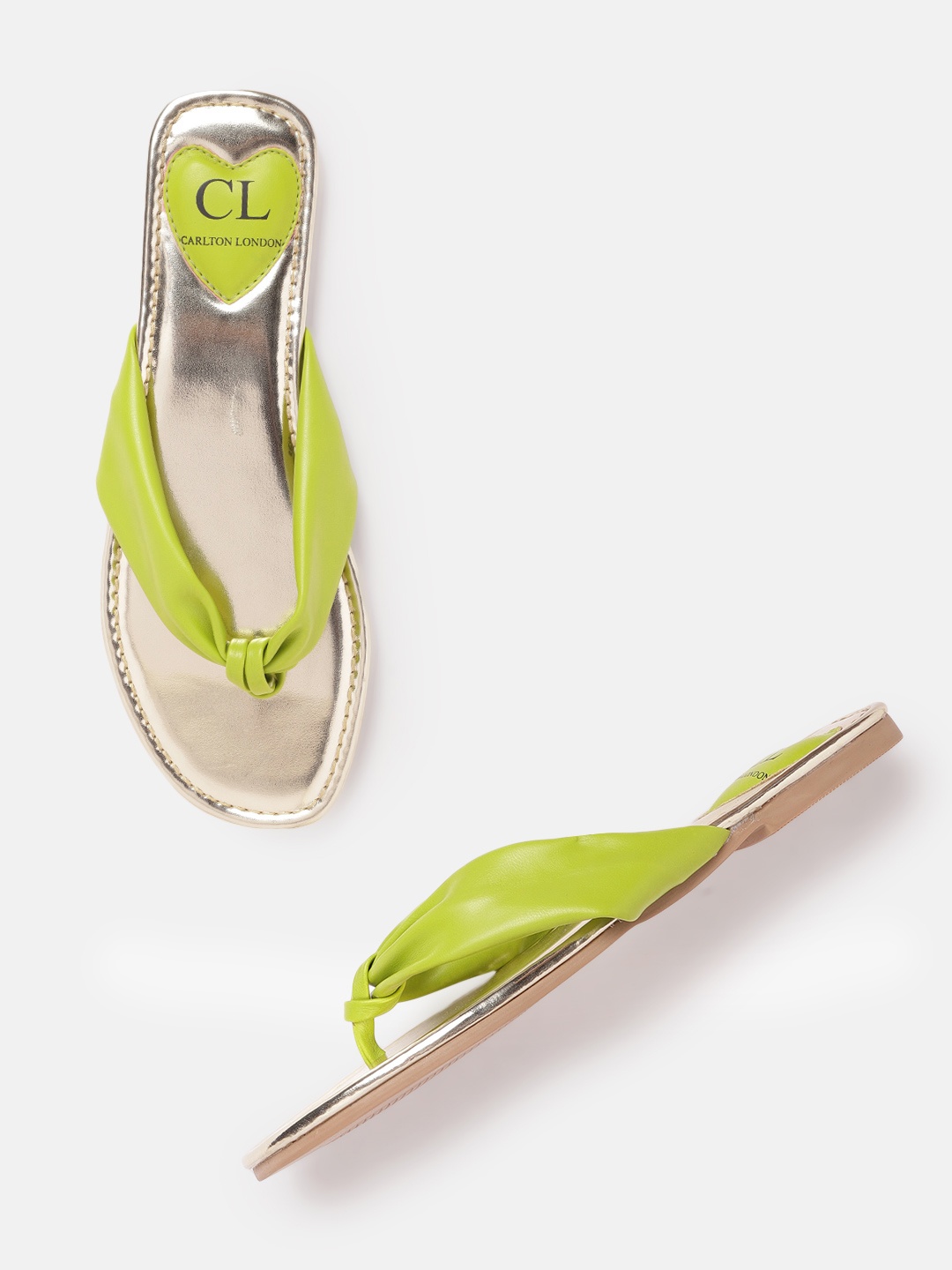 

Carlton London Women Green Solid Open Toe Flats