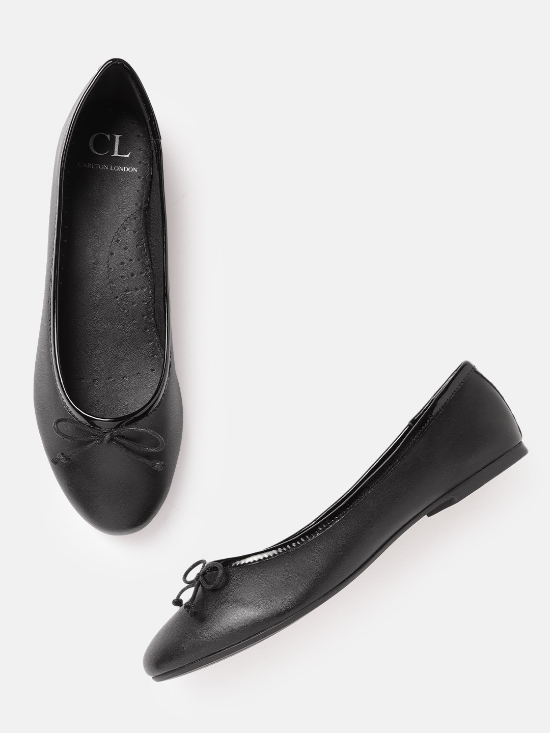 

Carlton London Women Black Ballerinas with Bows