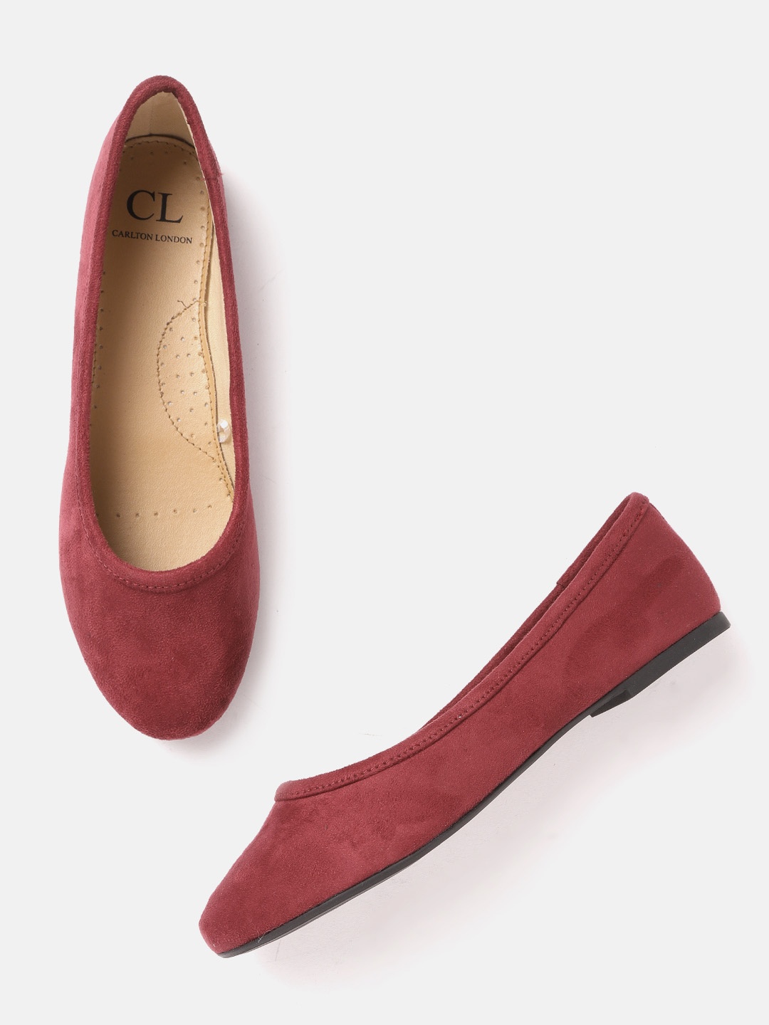 

Carlton London Women Burgundy Solid Suede Finish Ballerinas