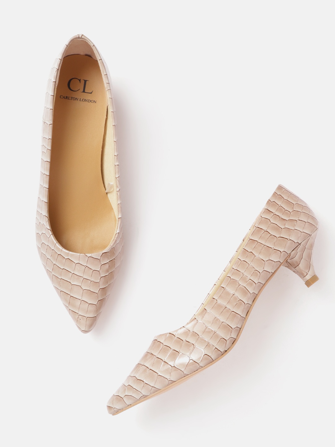 

Carlton London Beige Croc Textured Pumps